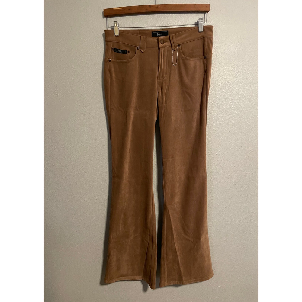Vintage LEI Juniors Pants Size 9 Brown Microfiber Flare Leg Low Rise Grunge Y2K